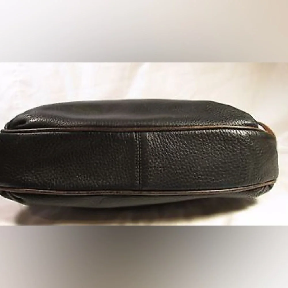 BEAUTIFUL BRIGHTON classic Bag Black Leather Brown Croc Peyton Style Vintage - Picture 4 of 8